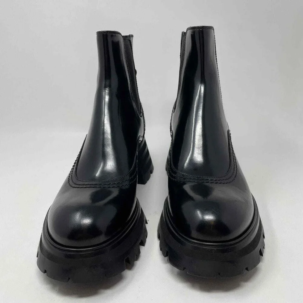 Alexander McQueen Wander Chelsea Boots Womens IT 40 US 10 Black Leather Platform - Picture 5 of 10